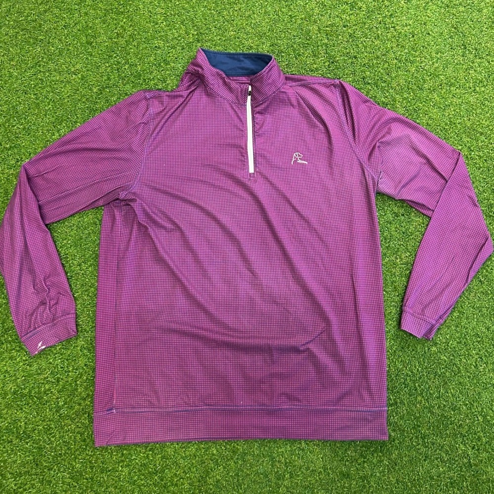 Rhoback Mens Purple Houndstooth Performance Quarter Zip Pullover M Stretch Golf